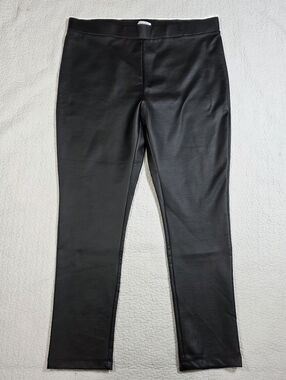 Calvin Klein Black Faux Leather Stretch Pantd
